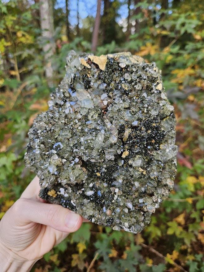 Quality Forest Quartz Cluster: Large Turkish Epidote and Quartz Crystal - Image 7