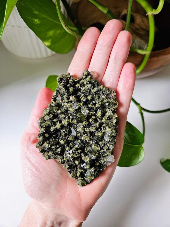 Raw Forest Quartz Cluster: Turkish Epidote and Quartz Crystal - Image 3