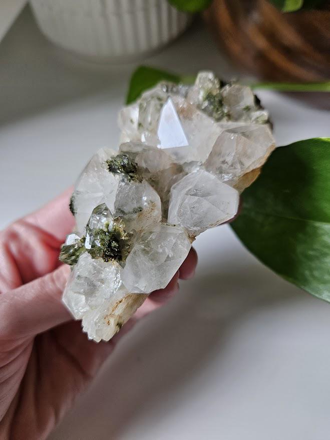 Quality Forest Quartz Cluster: Turkish Epidote and Clear Quartz Crystal, Raw Crystals - Image 4