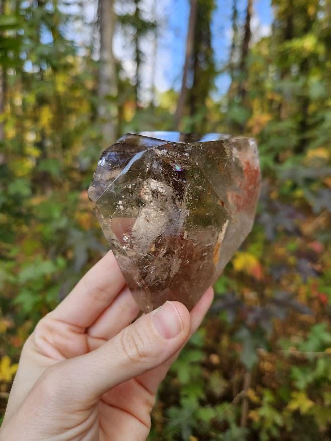 Quality Smoky Quartz Crystal with Hematite Inclusions: Bahia, Brazil - Root Chakra - Image 8