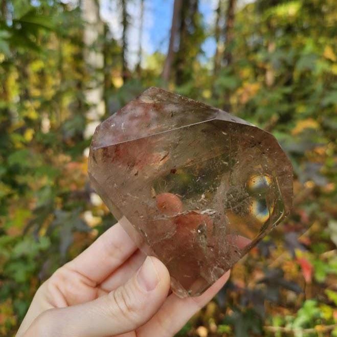 Quality Smoky Quartz Crystal with Hematite Inclusions: Bahia, Brazil - Root Chakra - Image 3