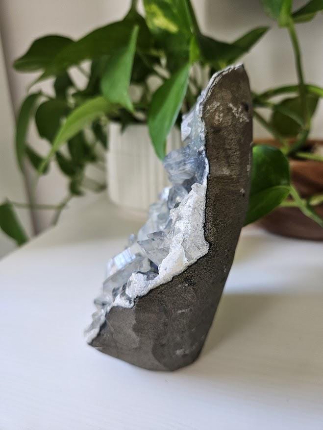 Large Diamond Apophyllite Cluster: Blue Chalcedony Crystal - Natural Home Decor - Image 5