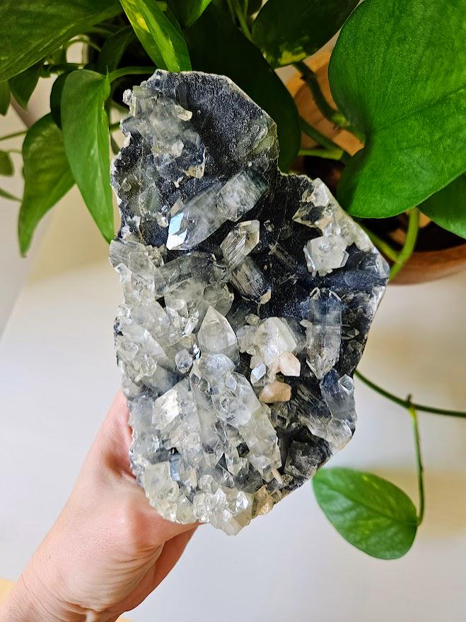 Large Diamond Apophyllite Cluster: Blue Chalcedony Crystal - Natural Home Decor - Image 3