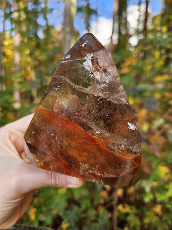 Quality Smoky Quartz Crystal with Red Hematite Inclusions: Bahia, Brazil - Root Chakra - Image 8