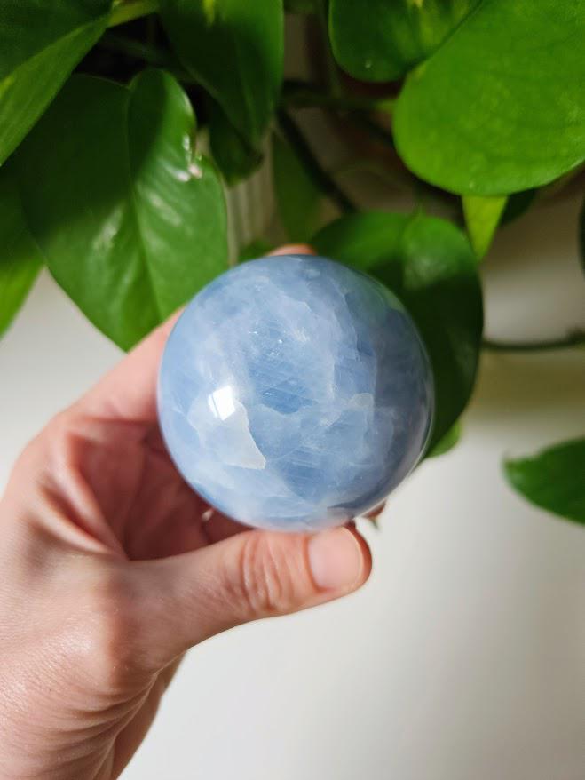Polished Blue Calcite Sphere: Madagascar, Crystal for Peace - Image 4