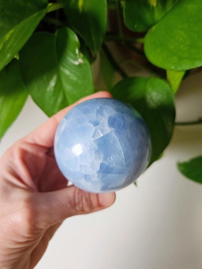 Polished Blue Calcite Sphere: Madagascar, Crystal for Peace - Image 5
