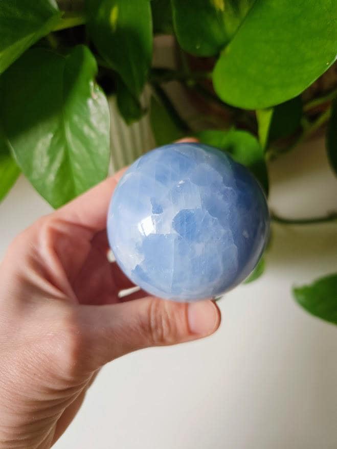 Polished Blue Calcite Sphere: Madagascar, Crystal for Peace - Image 7