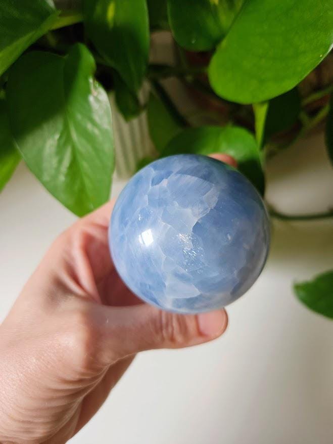 Polished Blue Calcite Sphere: Madagascar, Crystal for Peace - Image 9