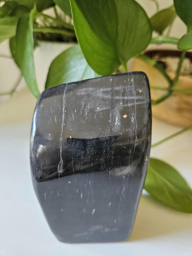 Black Jade and Pyrite Freeform: Polished Jade Stone, Afghanistan - Image 6