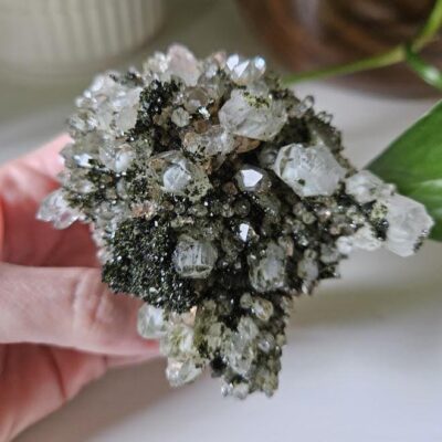 Quality Forest Quartz Cluster: Phantom Turkish Epidote and Quartz Crystal