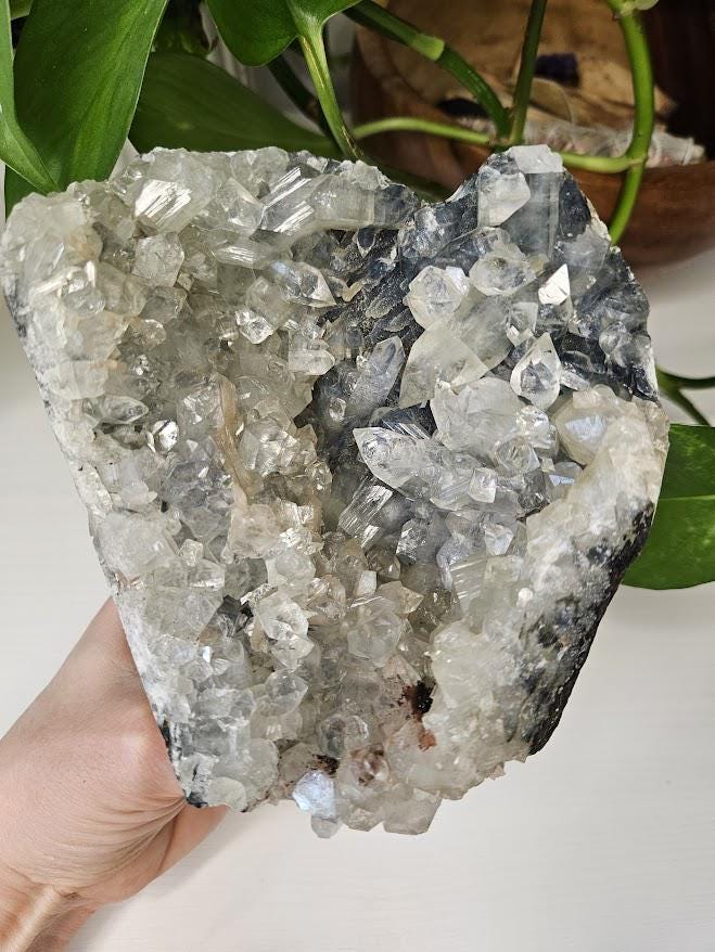 Large Diamond Apophyllite Cluster: Blue Chalcedony Crystal - Natural Home Decor - Image 4