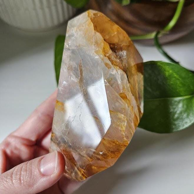 Quality Yellow Hematoid Quartz Crystal Freeform: Bahia, Brazil - Solar Plexus Chakra