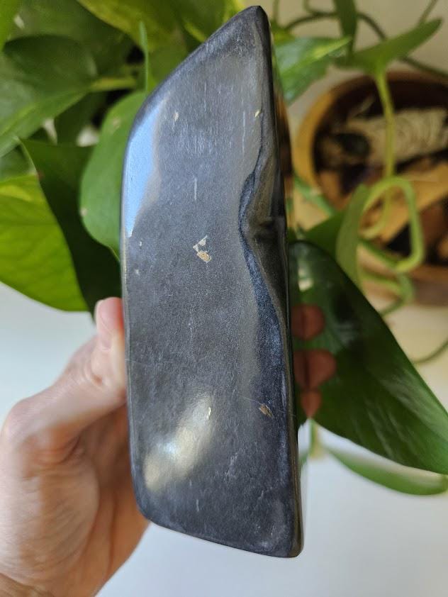 Black Jade and Pyrite Freeform: Polished Jade Stone, Afghanistan - Image 3