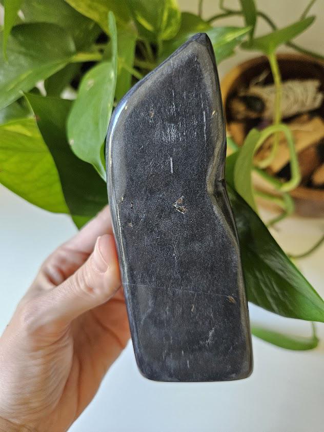 Black Jade and Pyrite Freeform: Polished Jade Stone, Afghanistan - Image 4