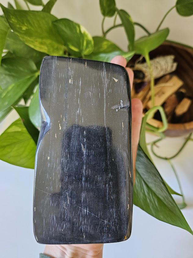 Black Jade and Pyrite Freeform: Polished Jade Stone, Afghanistan - Image 2